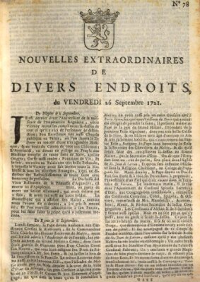 Nouvelles extraordinaires de divers endroits Freitag 26. September 1721