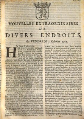 Nouvelles extraordinaires de divers endroits Freitag 3. Oktober 1721