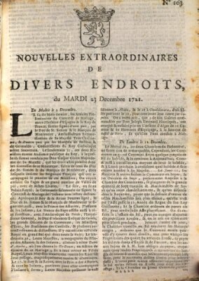 Nouvelles extraordinaires de divers endroits Dienstag 23. Dezember 1721