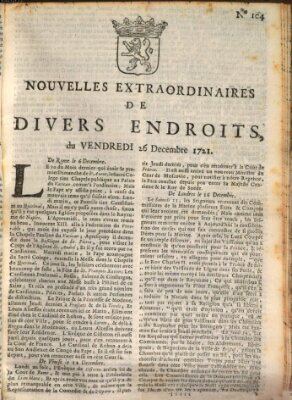 Nouvelles extraordinaires de divers endroits Freitag 26. Dezember 1721