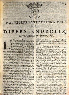 Nouvelles extraordinaires de divers endroits Freitag 29. Januar 1745