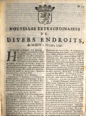 Nouvelles extraordinaires de divers endroits Dienstag 2. Februar 1745