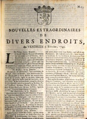 Nouvelles extraordinaires de divers endroits Freitag 5. Februar 1745