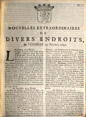 Nouvelles extraordinaires de divers endroits Freitag 19. Februar 1745
