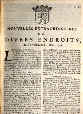 Nouvelles extraordinaires de divers endroits Freitag 12. März 1745