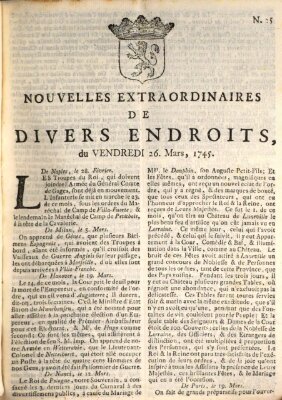 Nouvelles extraordinaires de divers endroits Freitag 26. März 1745