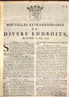 Nouvelles extraordinaires de divers endroits Dienstag 11. Mai 1745