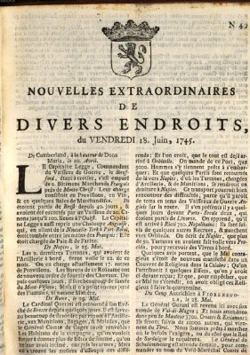 Nouvelles extraordinaires de divers endroits Freitag 18. Juni 1745