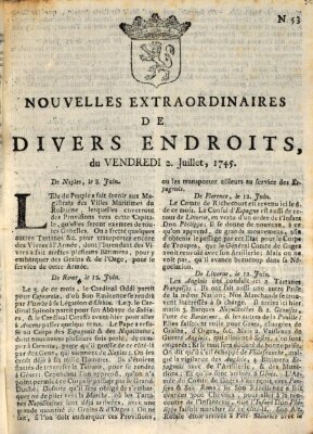 Nouvelles extraordinaires de divers endroits Freitag 2. Juli 1745