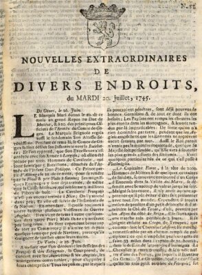 Nouvelles extraordinaires de divers endroits Dienstag 20. Juli 1745