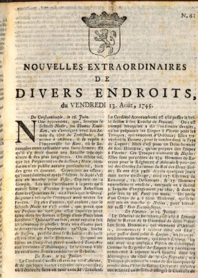 Nouvelles extraordinaires de divers endroits Freitag 13. August 1745