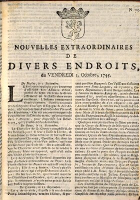 Nouvelles extraordinaires de divers endroits Freitag 1. Oktober 1745