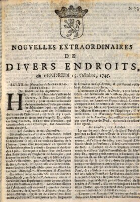 Nouvelles extraordinaires de divers endroits Freitag 15. Oktober 1745