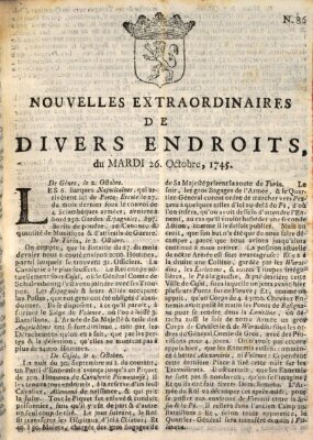 Nouvelles extraordinaires de divers endroits Dienstag 26. Oktober 1745