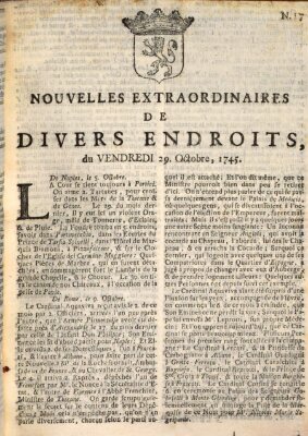 Nouvelles extraordinaires de divers endroits Freitag 29. Oktober 1745