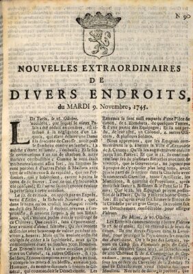 Nouvelles extraordinaires de divers endroits Dienstag 9. November 1745