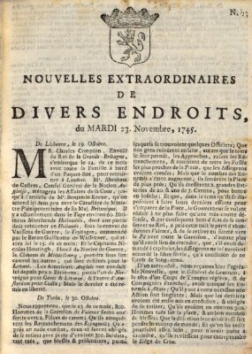 Nouvelles extraordinaires de divers endroits Dienstag 23. November 1745