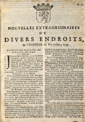 Nouvelles extraordinaires de divers endroits Freitag 26. November 1745