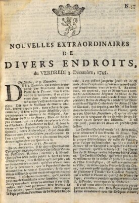 Nouvelles extraordinaires de divers endroits Freitag 3. Dezember 1745