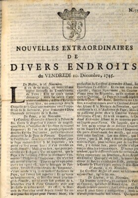 Nouvelles extraordinaires de divers endroits Freitag 10. Dezember 1745