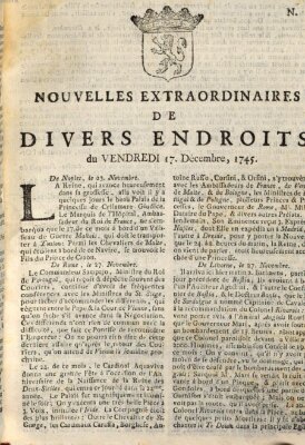 Nouvelles extraordinaires de divers endroits Freitag 17. Dezember 1745