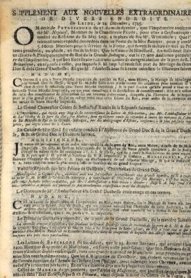 Nouvelles extraordinaires de divers endroits Freitag 24. Dezember 1745