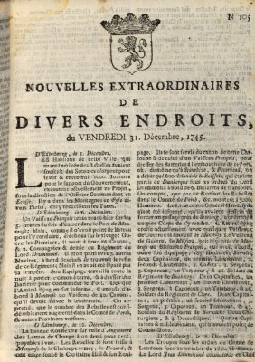 Nouvelles extraordinaires de divers endroits Freitag 31. Dezember 1745