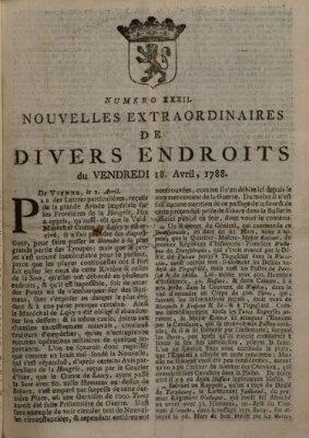 Nouvelles extraordinaires de divers endroits Freitag 18. April 1788