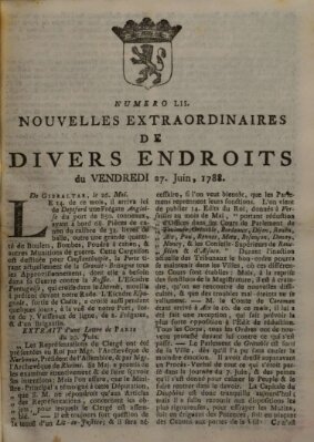 Nouvelles extraordinaires de divers endroits Freitag 27. Juni 1788