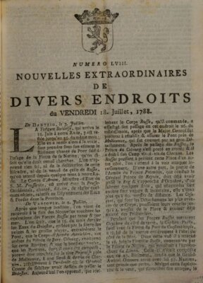 Nouvelles extraordinaires de divers endroits Freitag 18. Juli 1788