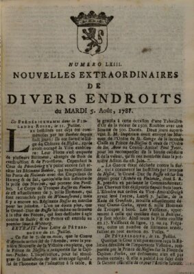 Nouvelles extraordinaires de divers endroits Dienstag 5. August 1788