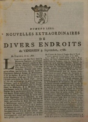 Nouvelles extraordinaires de divers endroits Freitag 5. September 1788