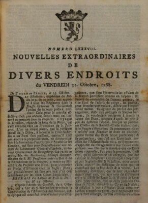 Nouvelles extraordinaires de divers endroits Freitag 31. Oktober 1788