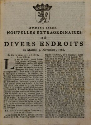 Nouvelles extraordinaires de divers endroits Dienstag 4. November 1788