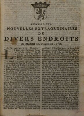Nouvelles extraordinaires de divers endroits Dienstag 25. November 1788