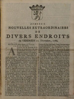 Nouvelles extraordinaires de divers endroits Freitag 12. Dezember 1788