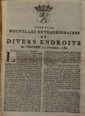 Nouvelles extraordinaires de divers endroits Freitag 19. Dezember 1788