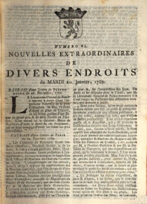 Nouvelles extraordinaires de divers endroits Dienstag 20. Januar 1789