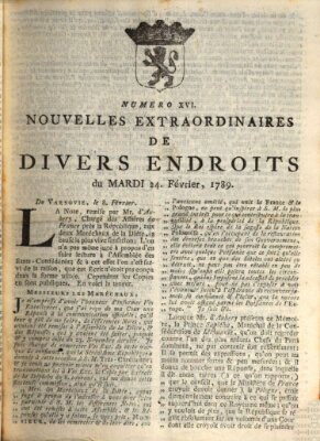 Nouvelles extraordinaires de divers endroits Dienstag 24. Februar 1789