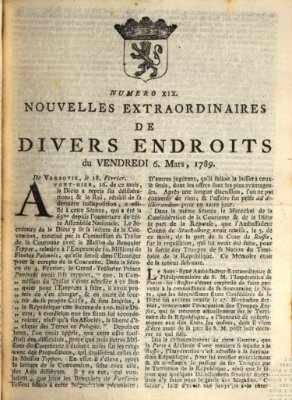 Nouvelles extraordinaires de divers endroits Freitag 6. März 1789