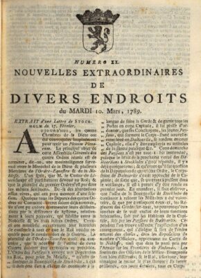 Nouvelles extraordinaires de divers endroits Dienstag 10. März 1789