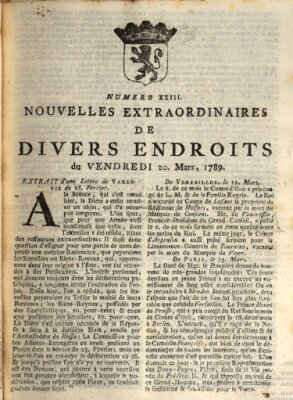 Nouvelles extraordinaires de divers endroits Freitag 20. März 1789