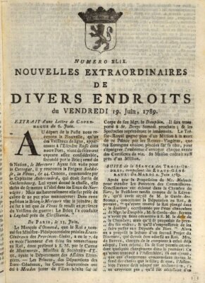 Nouvelles extraordinaires de divers endroits Freitag 19. Juni 1789