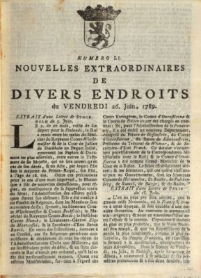 Nouvelles extraordinaires de divers endroits Freitag 26. Juni 1789