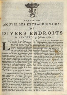 Nouvelles extraordinaires de divers endroits Freitag 3. Juli 1789