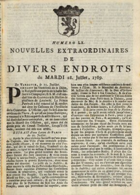 Nouvelles extraordinaires de divers endroits Dienstag 28. Juli 1789