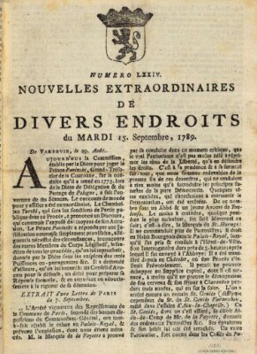 Nouvelles extraordinaires de divers endroits Dienstag 15. September 1789