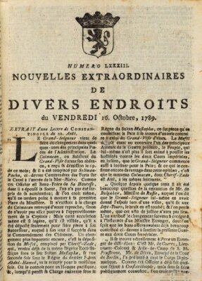 Nouvelles extraordinaires de divers endroits Freitag 16. Oktober 1789