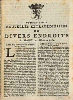 Nouvelles extraordinaires de divers endroits Dienstag 20. Oktober 1789