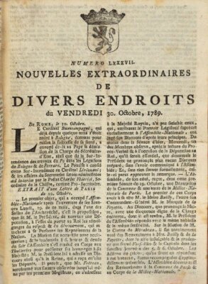 Nouvelles extraordinaires de divers endroits Freitag 30. Oktober 1789